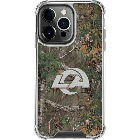 NFL Los Angeles Rams Realtree Xtra Green Camo iPhone 16 Pro Clear Case